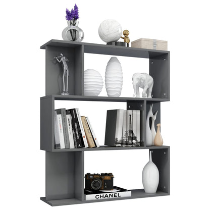 Book Cabinet/Room Divider High Gloss Grey Chipboard - 80×24×96cm