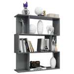 Book Cabinet/Room Divider High Gloss Grey Chipboard
