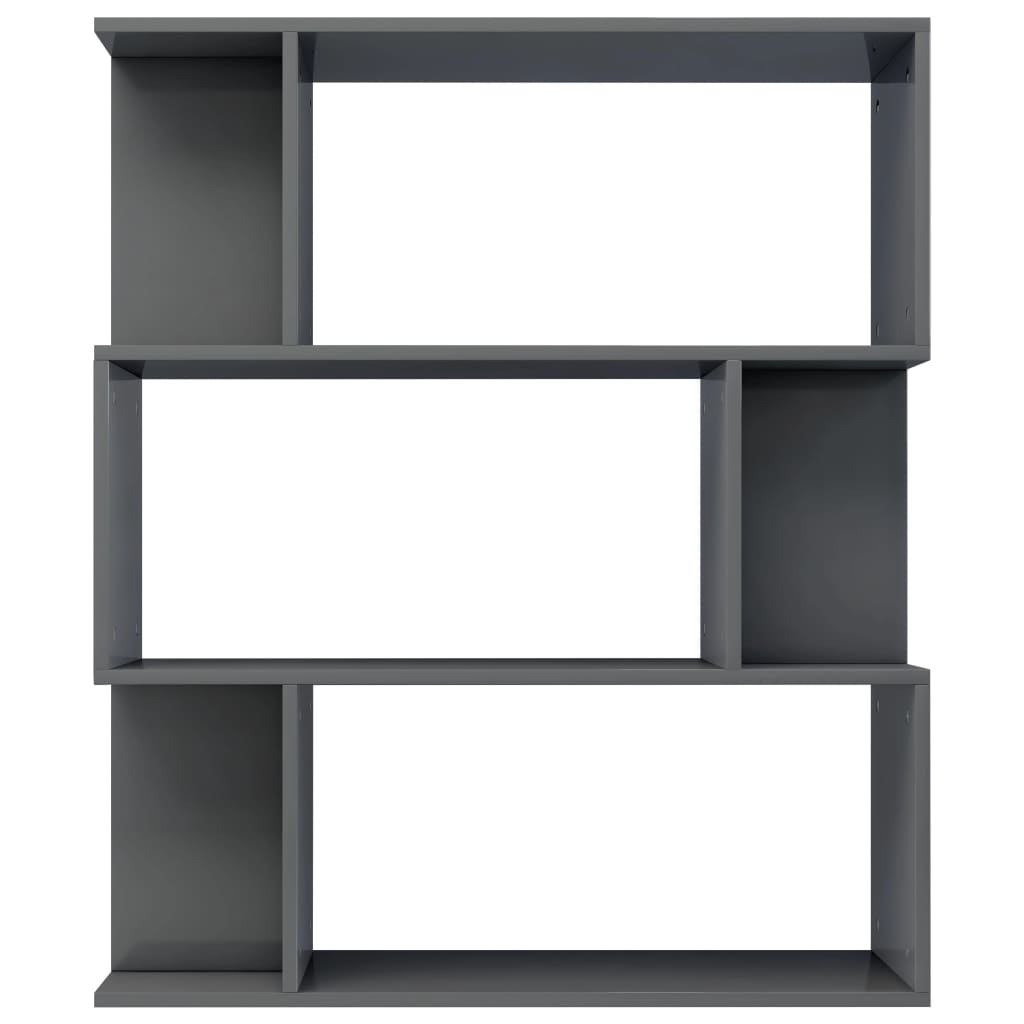 Book Cabinet/Room Divider High Gloss Grey Chipboard - 80×24×96cm
