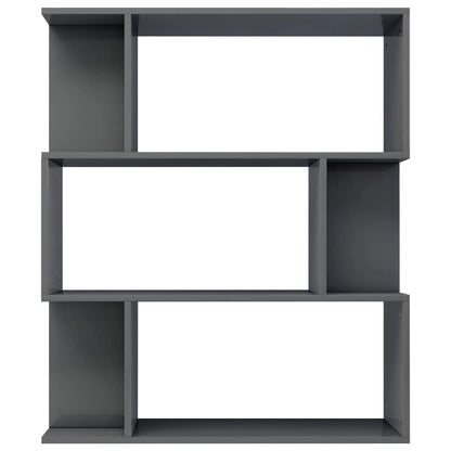 Book Cabinet/Room Divider High Gloss Grey Chipboard - 80×24×96cm