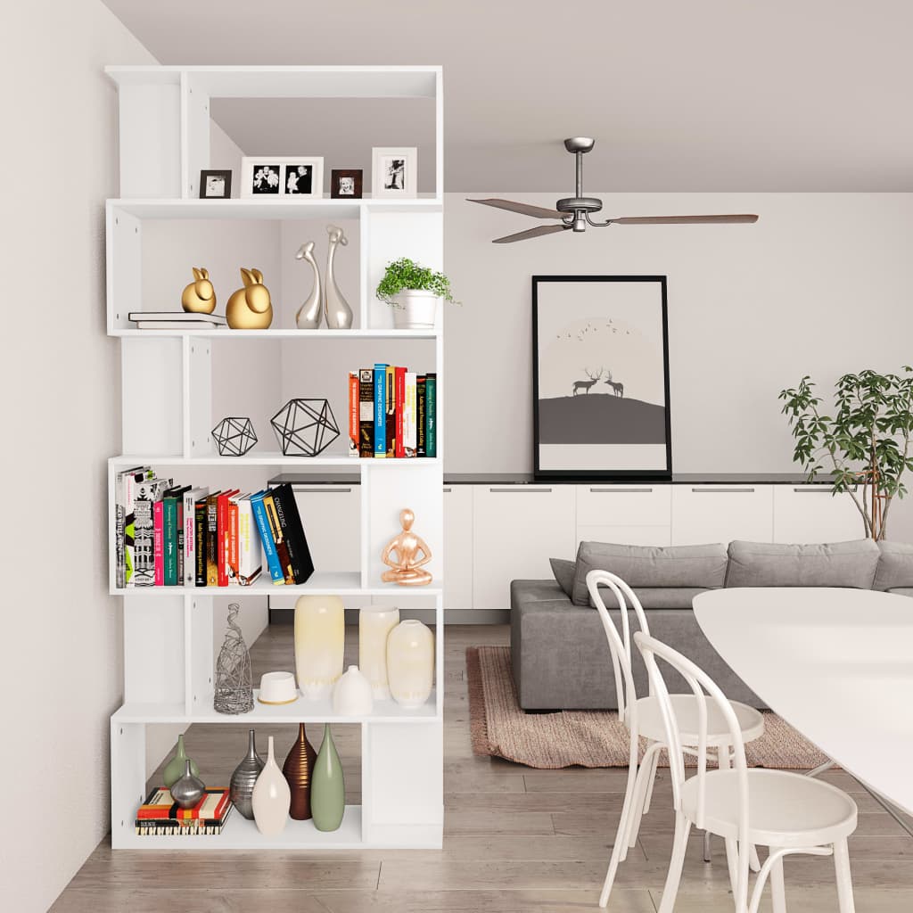 Book Cabinet/Room Divider White Chipboard - 80×24×192cm