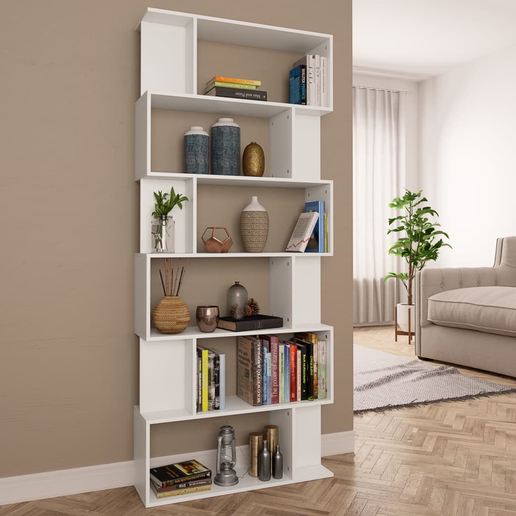 Book Cabinet/Room Divider White Chipboard - 80×24×192cm