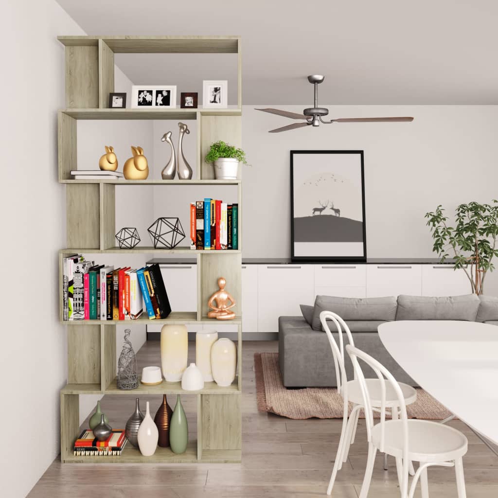 Book Cabinet/Room Divider Sonoma Oak Chipboard - 80×24×192cm
