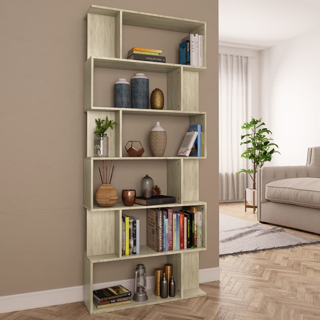 Book Cabinet/Room Divider Sonoma Oak Chipboard - 80×24×192cm