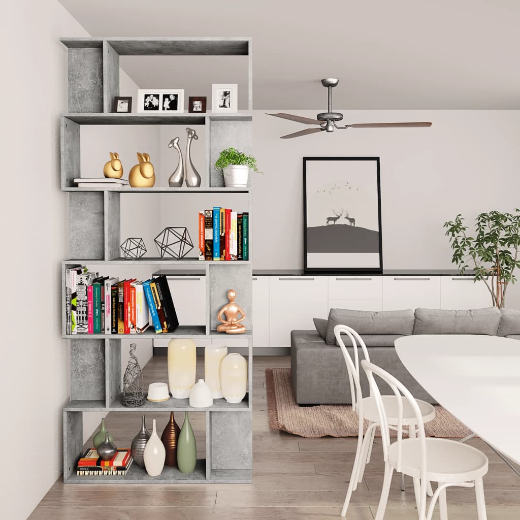 Book Cabinet/Room Divider Concrete Grey Chipboard - 80×24×192cm