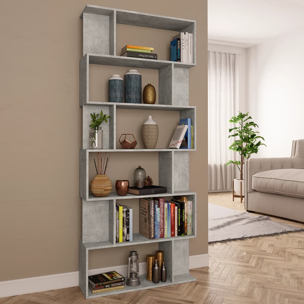 Book Cabinet/Room Divider Concrete Grey Chipboard - 80×24×192cm
