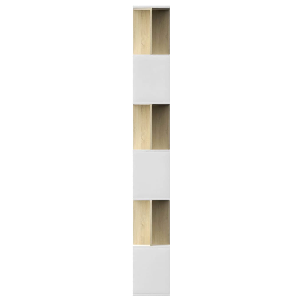Book Cabinet/Room Divider White and Sonoma Oak Chipboard - 80×24×192cm