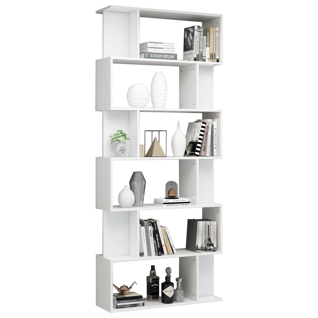 Book Cabinet/Room Divider High Gloss White Chipboard - 80×24×192cm