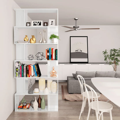 Book Cabinet/Room Divider High Gloss White Chipboard - 80×24×192cm