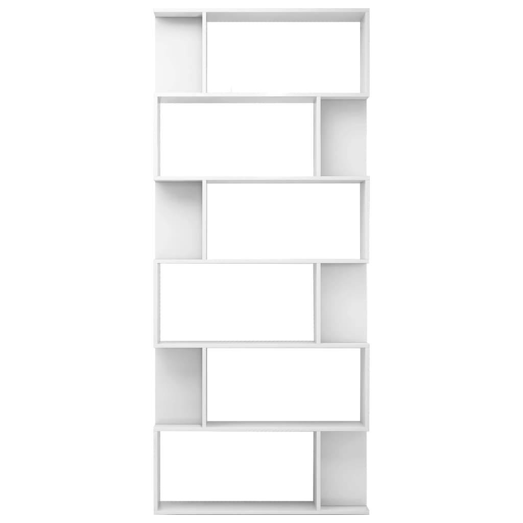 Book Cabinet/Room Divider High Gloss White Chipboard - 80×24×192cm