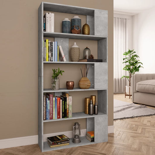 Book Cabinet/Room Divider Concrete Grey Chipboard - 80×24×159cm