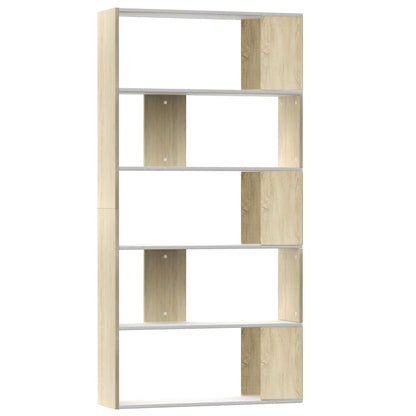 Book Cabinet/Room Divider White and Sonoma Oak Chipboard - 80×24×159cm