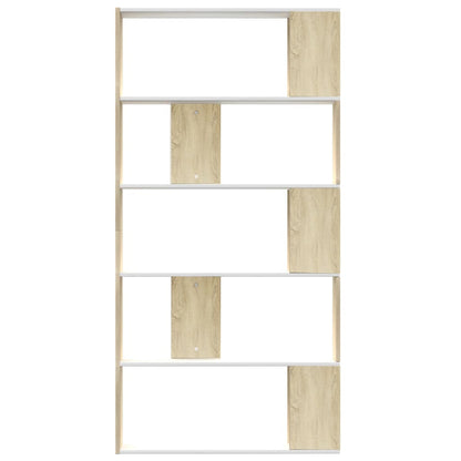 Book Cabinet/Room Divider White and Sonoma Oak Chipboard - 80×24×159cm