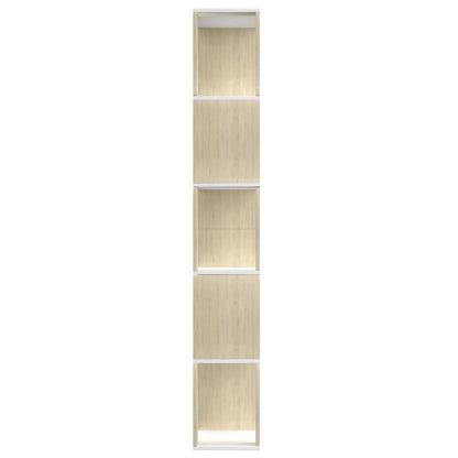 Book Cabinet/Room Divider White and Sonoma Oak Chipboard - 80×24×159cm