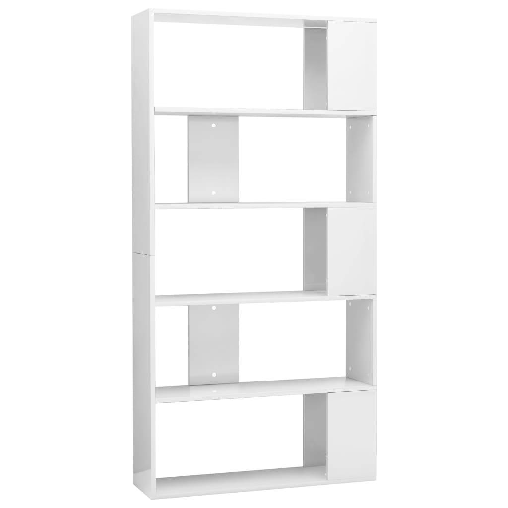 Book Cabinet/Room Divider High Gloss White Chipboard - 80×24×159cm
