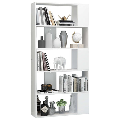 Book Cabinet/Room Divider High Gloss White Chipboard - 80×24×159cm