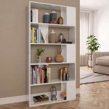 Book Cabinet/Room Divider High Gloss White Chipboard - 80×24×159cm