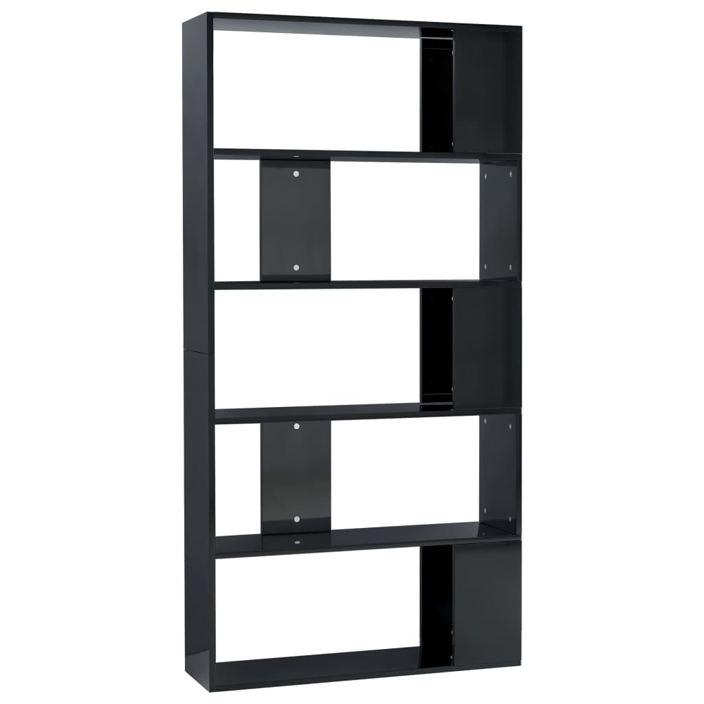 Book Cabinet/Room Divider High Gloss Black Chipboard - 80×24×159cm