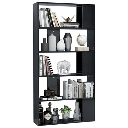 Book Cabinet/Room Divider High Gloss Black Chipboard - 80×24×159cm