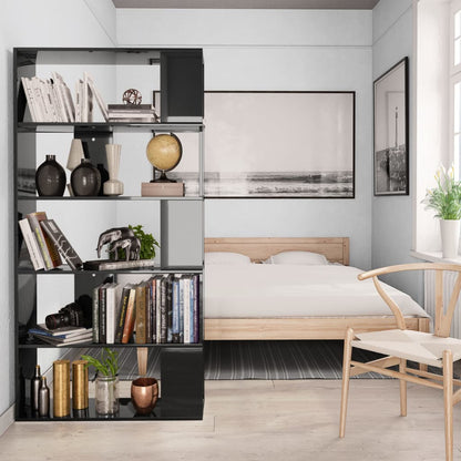 Book Cabinet/Room Divider High Gloss Black Chipboard - 80×24×159cm