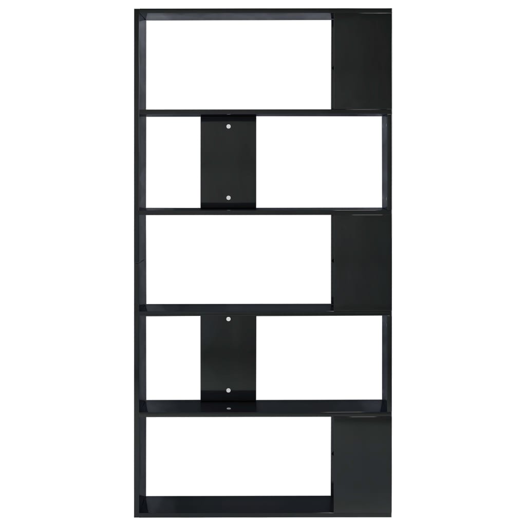 Book Cabinet/Room Divider High Gloss Black Chipboard - 80×24×159cm