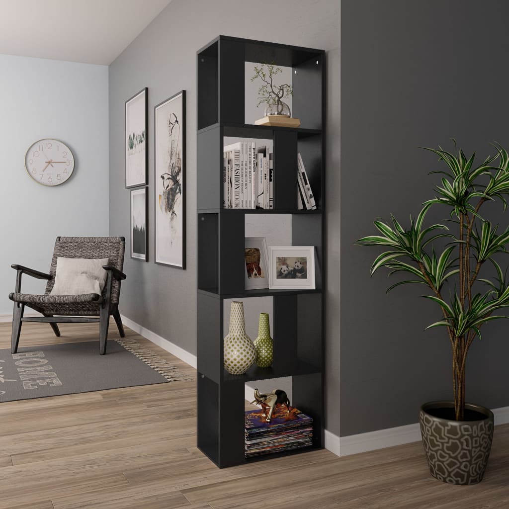 Book Cabinet/Room Divider Black Chipboard - 45×24×159cm