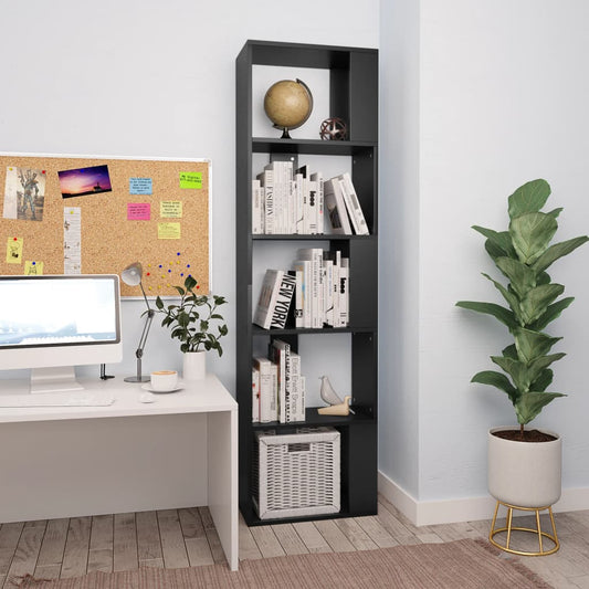 Book Cabinet/Room Divider Black Chipboard - 45×24×159cm