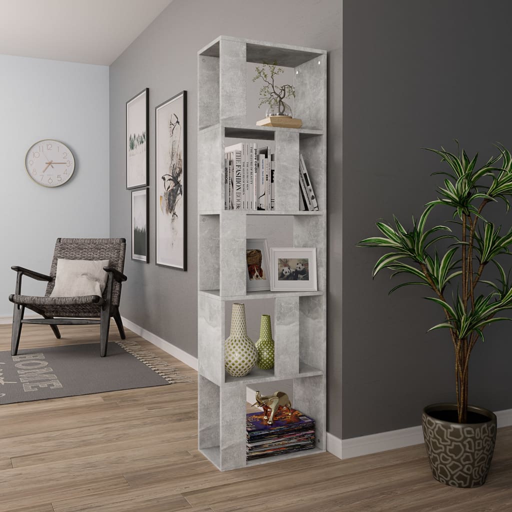 Book Cabinet/Room Divider Concrete Grey Chipboard - 45×24×159cm