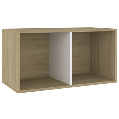 Vinyl Storage Box White and Sonoma Oak Chipboard