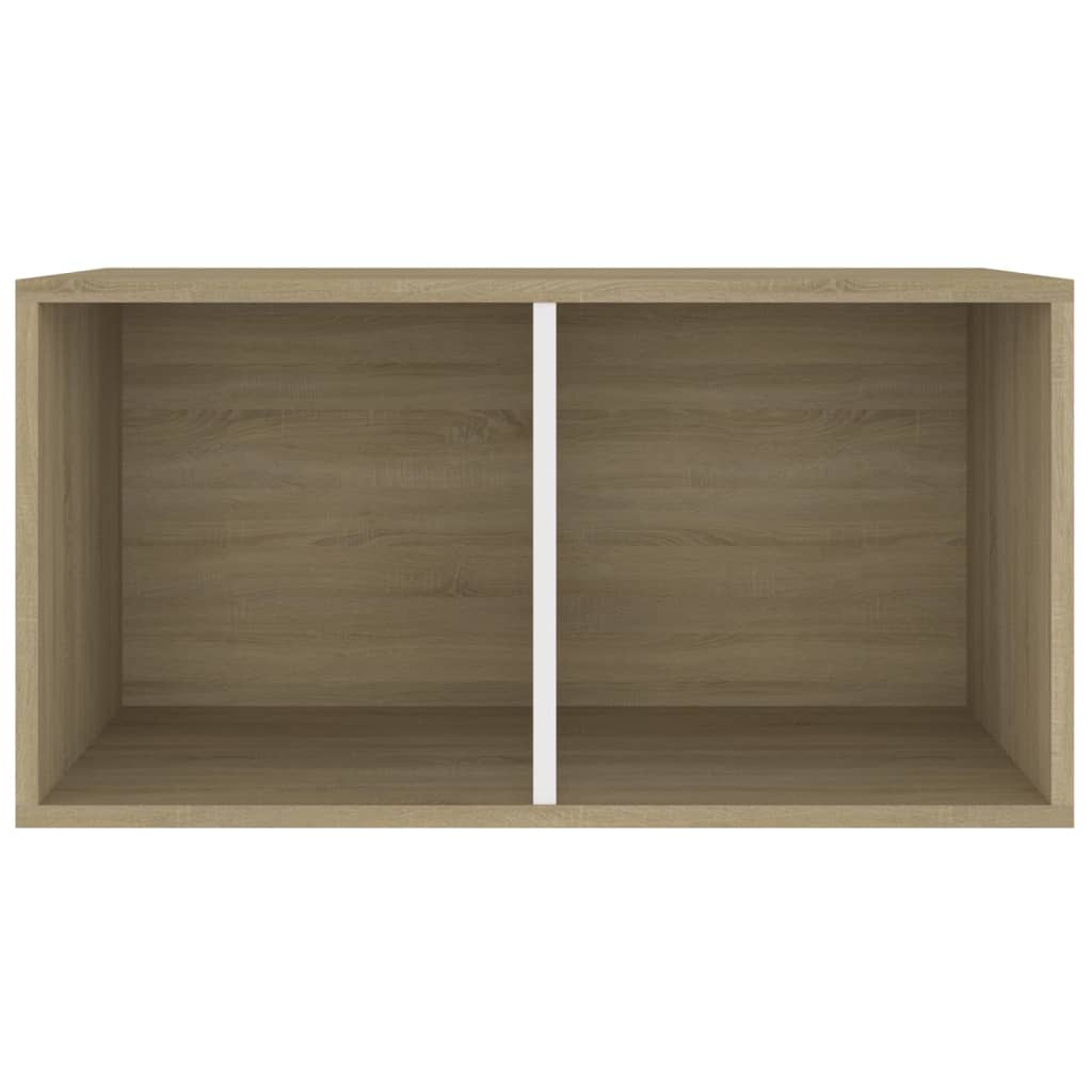 Vinyl Storage Box White and Sonoma Oak Chipboard