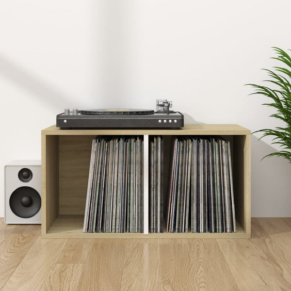  Vinyl Storage Box White and Sonoma Oak Chipboard