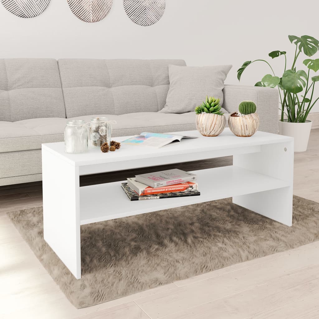 Coffee Table White Chipboard - 100×40×40cm