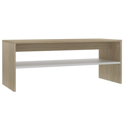 Coffee Table White and Sonoma Oak Chipboard - 100×40×40cm