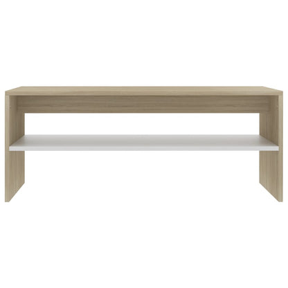 Coffee Table White and Sonoma Oak Chipboard - 100×40×40cm