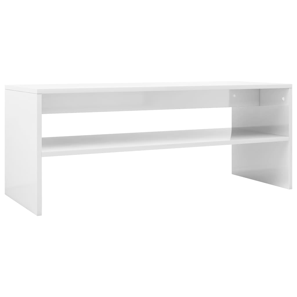 Coffee Table High Gloss White Chipboard - 100×40×40cm