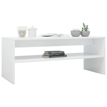 Coffee Table High Gloss White Chipboard - 100×40×40cm
