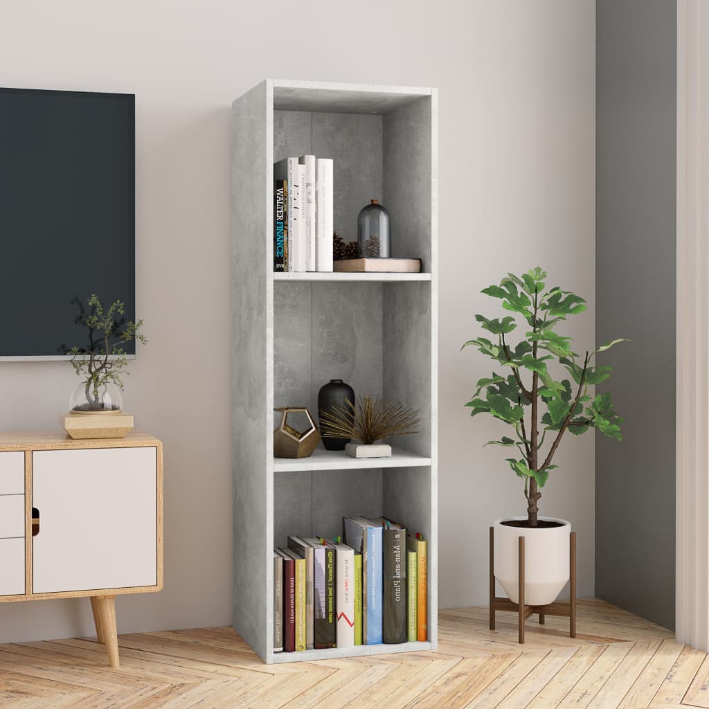 Book Cabinet/TV Cabinet Concrete Grey Chipboard - 36×30×114cm