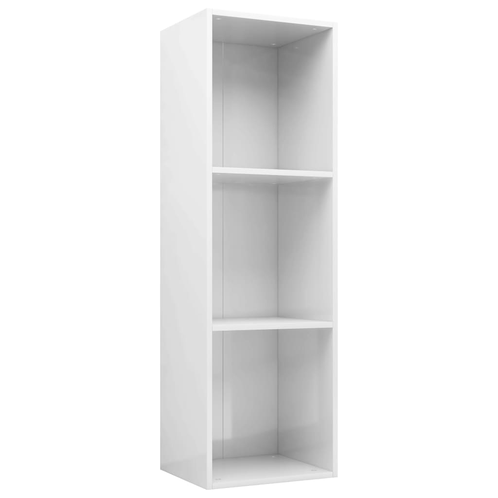 Book Cabinet/TV Cabinet High Gloss White Chipboard - 36×30×114cm