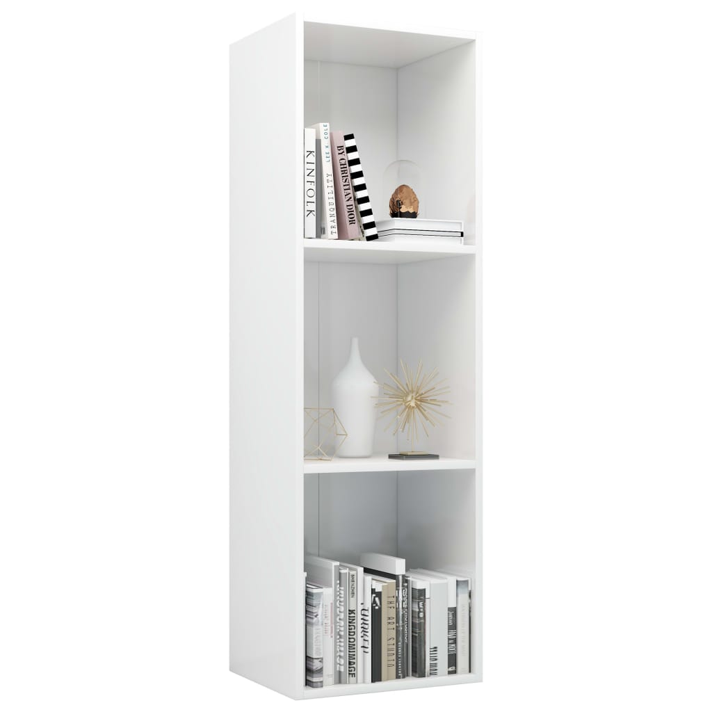 Book Cabinet/TV Cabinet High Gloss White Chipboard - 36×30×114cm