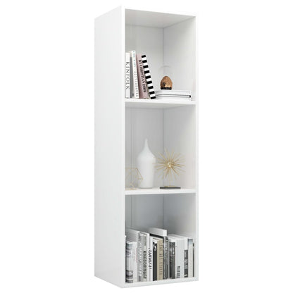 Book Cabinet/TV Cabinet High Gloss White Chipboard - 36×30×114cm