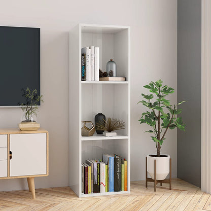 Book Cabinet/TV Cabinet High Gloss White Chipboard - 36×30×114cm