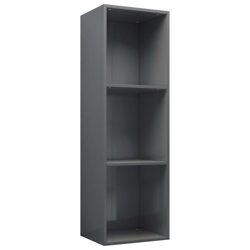Book Cabinet/TV Cabinet High Gloss Grey Chipboard - 36×30×114cm