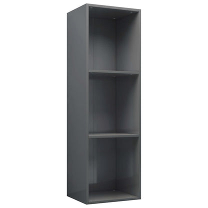 Book Cabinet/TV Cabinet High Gloss Grey Chipboard - 36×30×114cm
