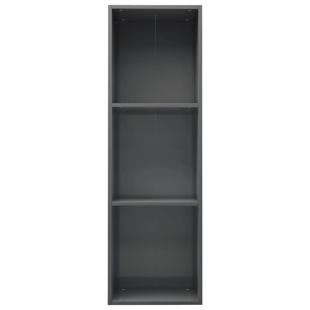 Book Cabinet/TV Cabinet High Gloss Grey Chipboard - 36×30×114cm