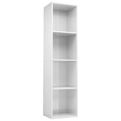 Book Cabinet/TV Cabinet High Gloss White Chipboard - 36×30×143cm