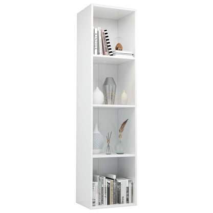 Book Cabinet/TV Cabinet High Gloss White Chipboard - 36×30×143cm