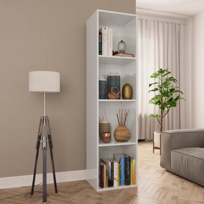 Book Cabinet/TV Cabinet High Gloss White Chipboard - 36×30×143cm