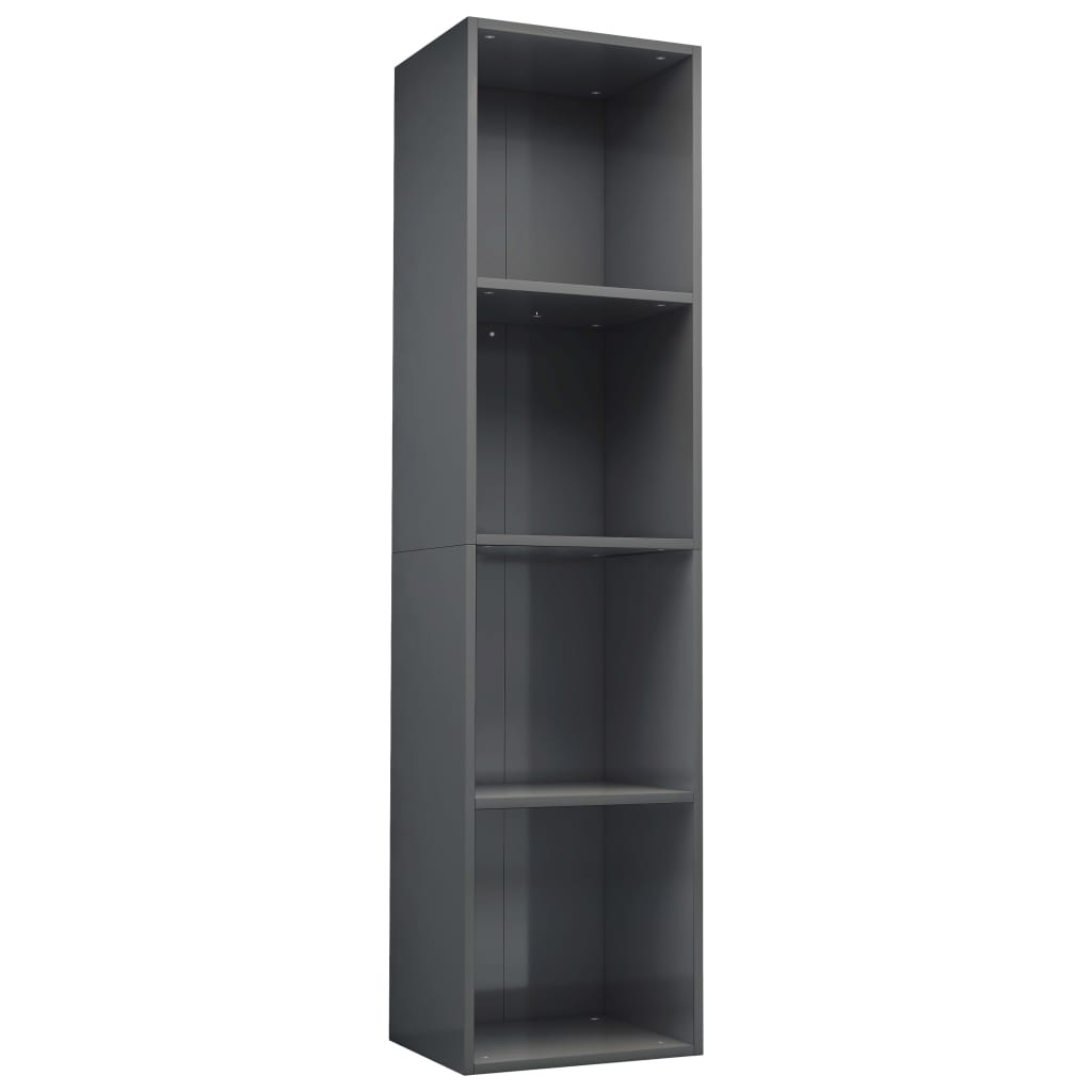 Book Cabinet/TV Cabinet High Gloss Grey Chipboard - 36×30×143cm