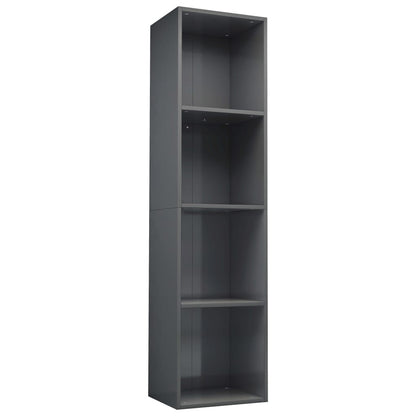 Book Cabinet/TV Cabinet High Gloss Grey Chipboard - 36×30×143cm