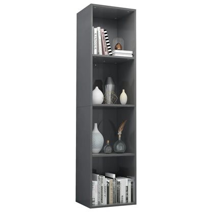 Book Cabinet/TV Cabinet High Gloss Grey Chipboard - 36×30×143cm
